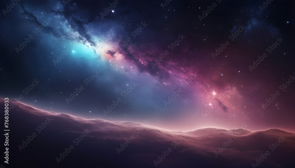 Galaxy with colorful nebula, shiny stars and heavy clouds Background