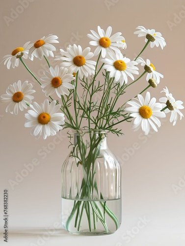 white daisies in a glass vase