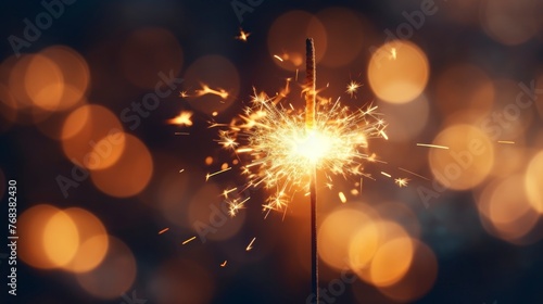 Christmas and New Year party sparkler on bokeh background