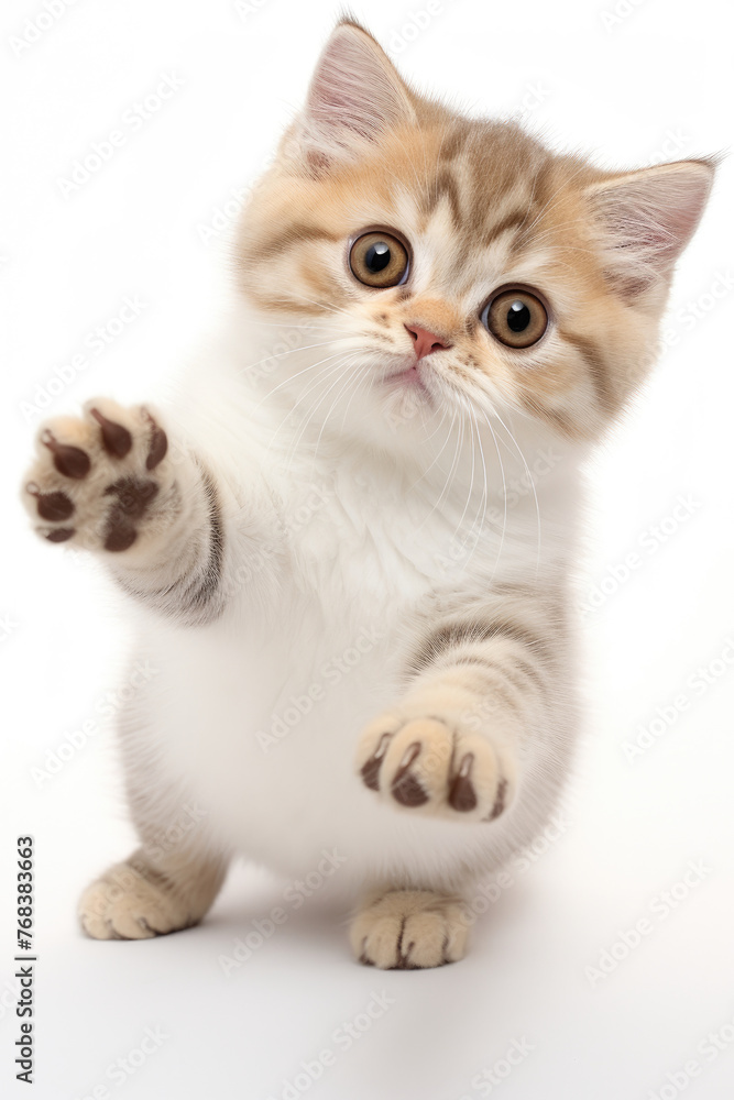 Fototapeta premium full body of Munchkin Cat pose isolated on white background