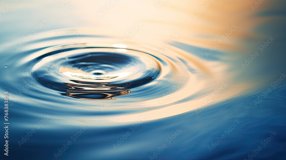 minimalist Clear liquid circular water drop ripples with dramatic saturation of golden light and shadow wallpaper created with Generative AI Technology