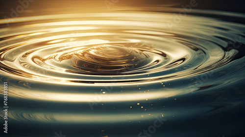 minimalist Clear liquid circular water drop ripples with dramatic saturation of golden light and shadow wallpaper