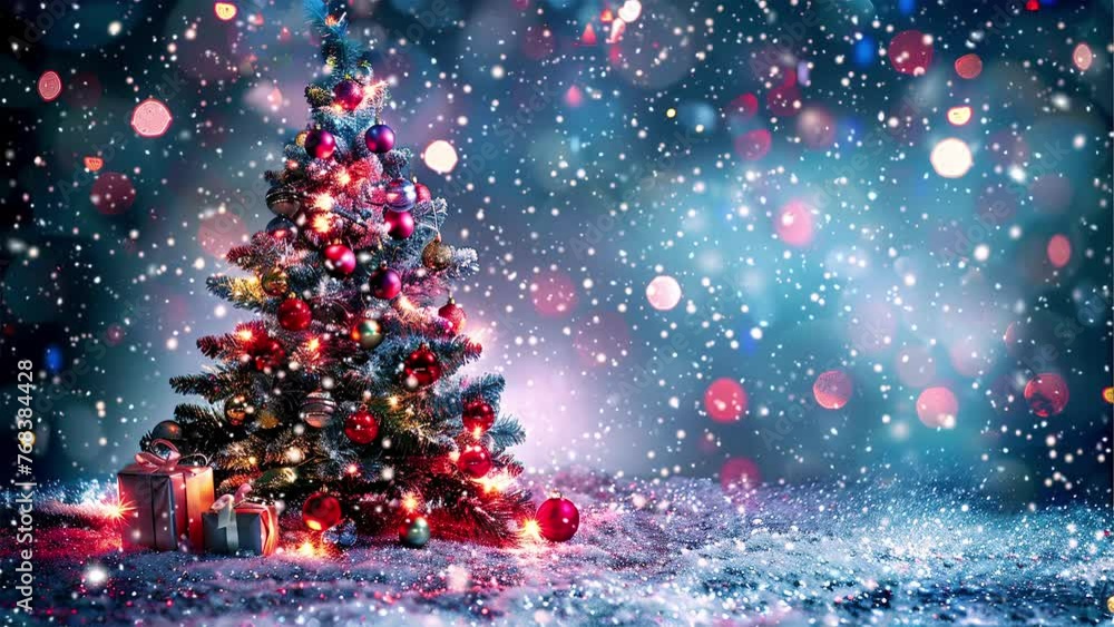 Neon Christmas tree. Loop. Falling snowflakes. Neon. Falling snowflakes effect. Noel. Loop. Christmas tree. Loop. Generative AI. Neon Christmas tree. Loop. Falling snowflakes. Neon. Falling snowflakes effect. Noel. Loop. Christmas tree. Loop. Generative AI.