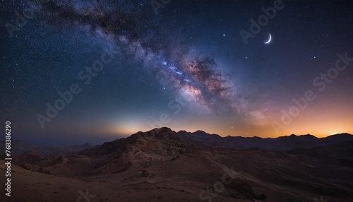 Universe Space of Galaxy: An Islamic Background with Starry Night for Eid al Adha