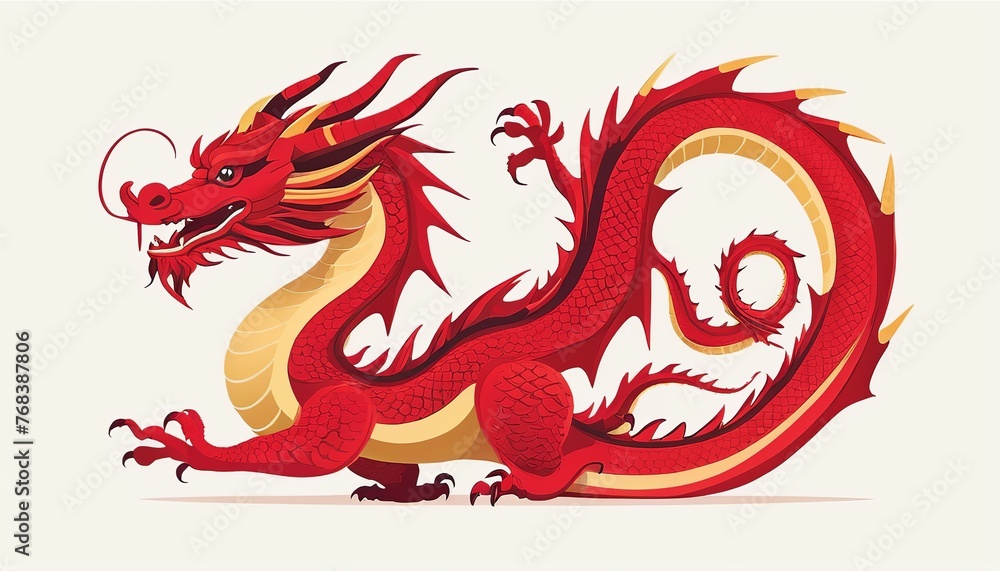 Graphic Design of Chinese Zodiac Dragon in Modern Flat Style Graphic Design of Chinese Zodiac Dragon in Modern Flat Style