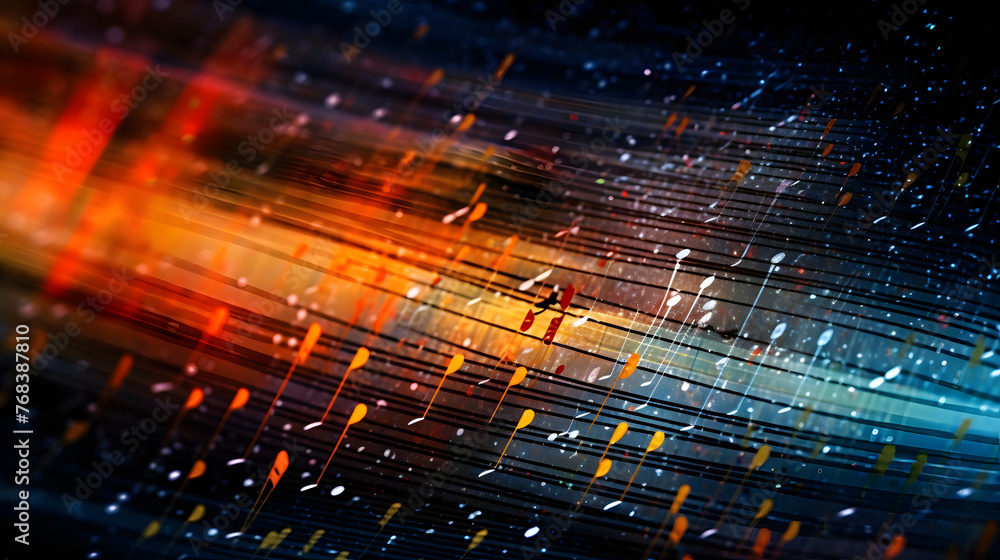 Fototapeta premium Digital technology music gradient movement note abstract poster web page PPT background