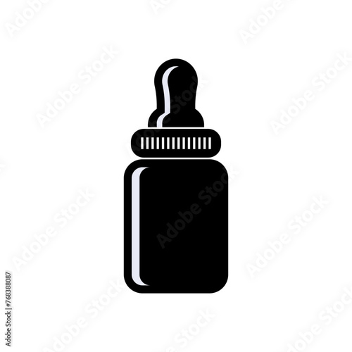 Baby Bottle Symbol. Milk Icon. Nutrition Element - Vector Logo Template