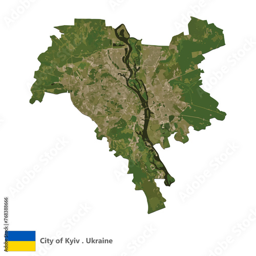 City of Kyiv, Oblasts of Ukraine Topographic Map (EPS)