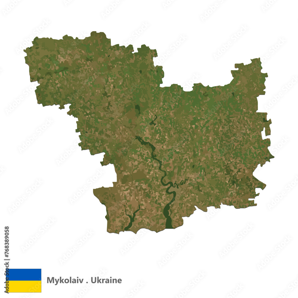 Mykolaiv, Oblasts of Ukraine Topographic Map (EPS)