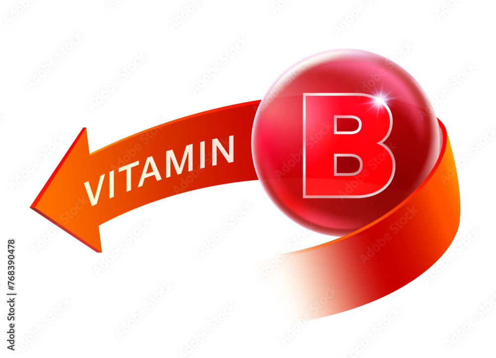 Vitamin B labels for advertising health and medical products. Label design isolated on white background. Vector illustration file. Vitamin B labels for advertising health and medical products. Label design isolated on white background. Vector illustration file.