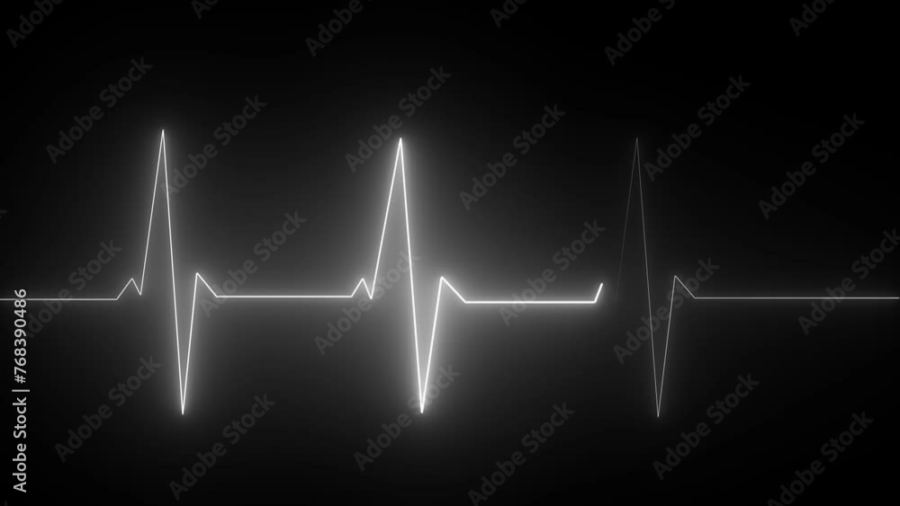 Neon Digital Heartbeat Plus Animation. Neon heartbeat on black isolated background. Cardiogram cardiograph oscilloscope screen red Neon Digital Heartbeat Plus Animation. Neon heartbeat on black isolated background. Cardiogram cardiograph oscilloscope screen red
