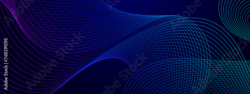 Purple violet green and blue vector modern line futuristic technology background. Future technology concept. Horizontal banner template. Vector illustration