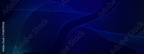 Green blue and purple violet vector abstract modern technology background with glowing line. Modern smooth wavy lines. Futuristic concept. Suit for banner, brochure, cover, website, corporate, flyer