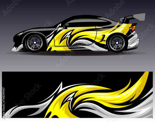 Car wrap design vector.Graphic abstract stripe racing background designs for vehicle  rally  race  adventure and car racing livery