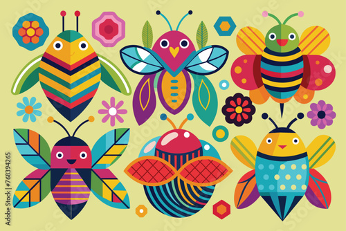 colorful-funky-bee-decoration-shapes-collections .eps