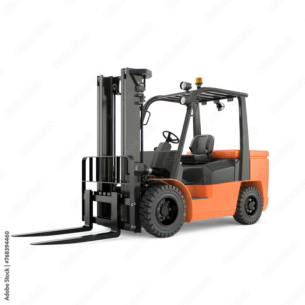 Create an image featuring a modern forklift specifically designed for efficient on transparency background PNG
