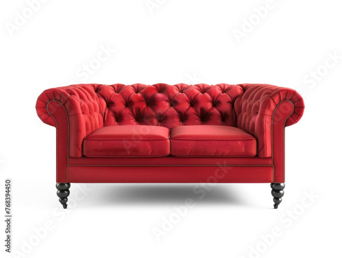 Sofa red 3D, photorealistic, on transparency background PNG
