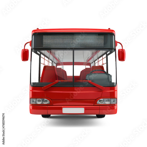 Bus red Isolated front view on transparency background PNG
