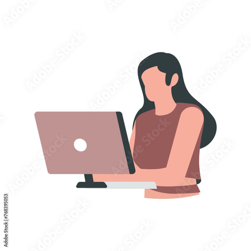 laptop with a person woman working technology in a computer working mom businessman