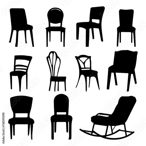 Chairs silhouette collection on white background