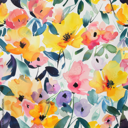 Sweet flower watercolor seamless pattern. Soft pastel colors water color seamless pattern for beauty products or other.