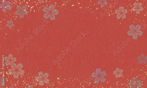 和紙と桜の和風のベクター背景素材