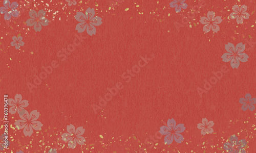 和紙と桜の和風のベクター背景素材