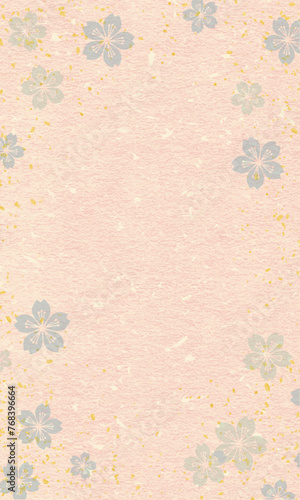 和紙と桜の和風のベクター背景素材