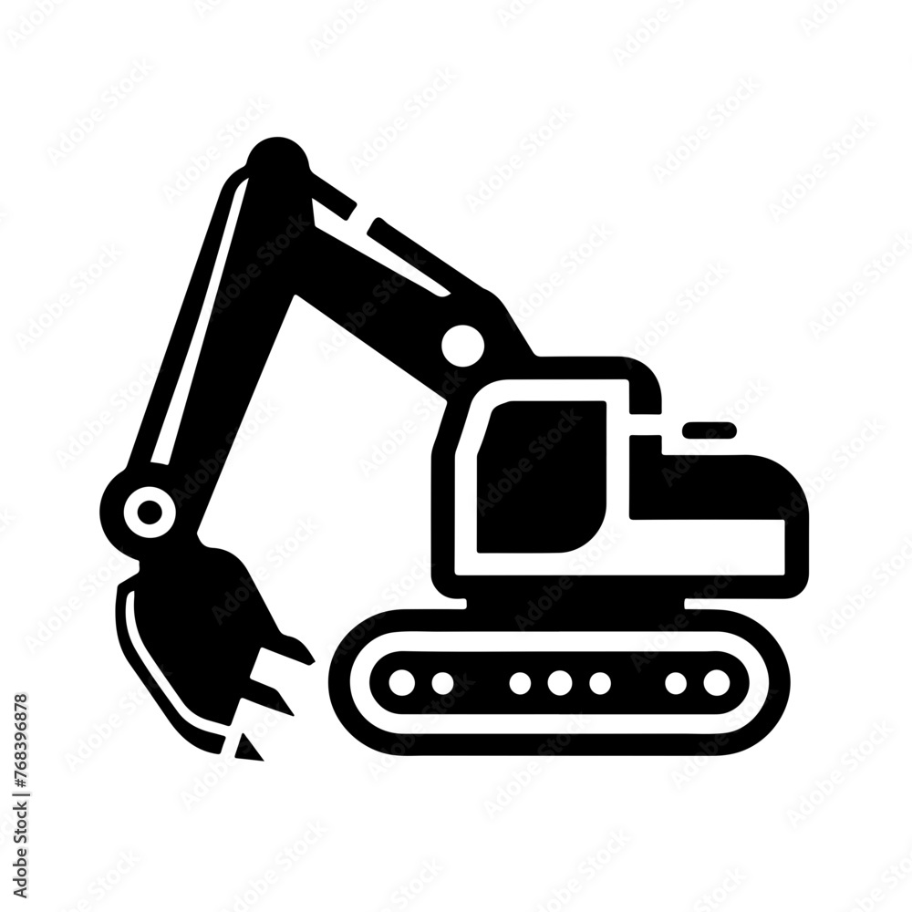 excavator as a simple icon logo vector illustration, isolated on transparent background excavator as a simple icon logo vector illustration, isolated on transparent background