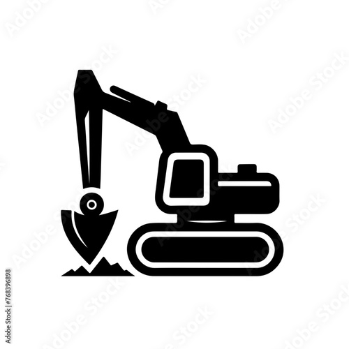 hammer excavator as a simple icon logo vector illustration, isolated on transparent background