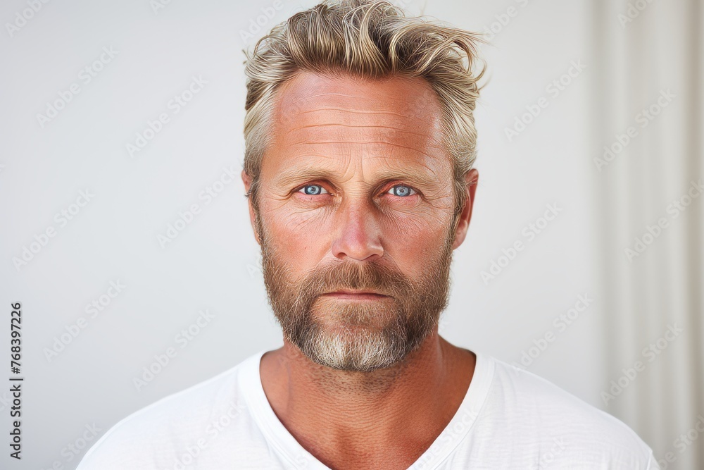 Portrait of handsome mature man with beard and mustache looking at camera. Portrait of handsome mature man with beard and mustache looking at camera.