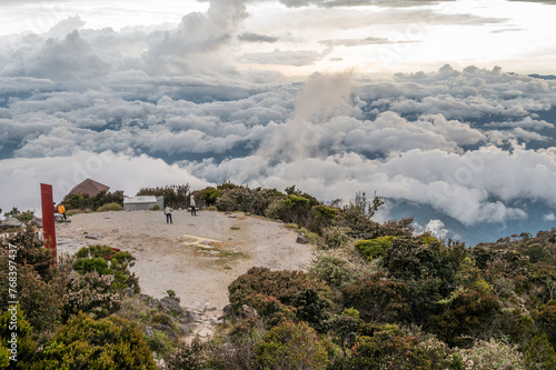 Beautiful view of the nature after sunset seen from Panalaban base camp (3272 m) is where all climbers spend the night after their first day of climbing to Mt.Kinabalu, Malaysia.