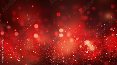 A mesmerizing red bokeh pattern with a sparkling effect, simulating a starry night or festive fireworks in an abstract manner background Ai Generative