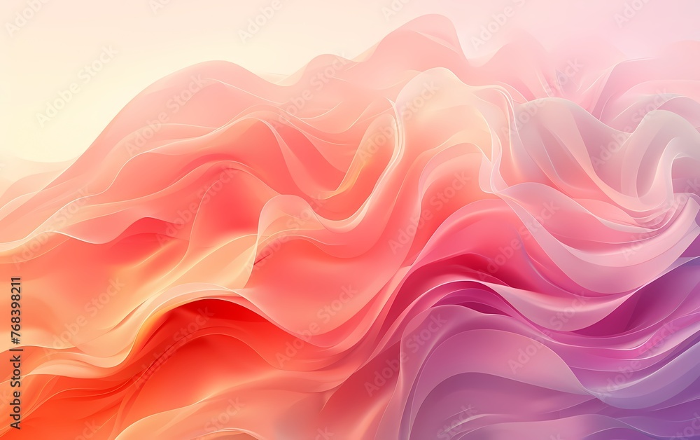 Obraz premium Abstract pink and red wave pattern on light pink background