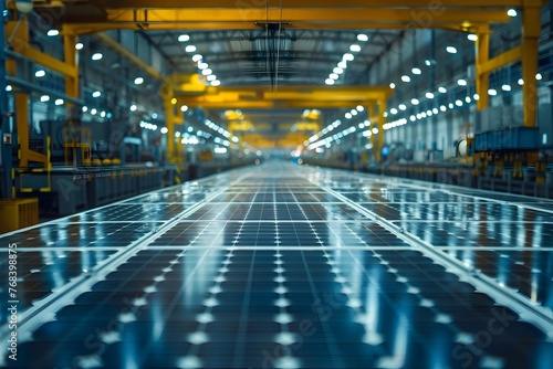 Solar Power Whispers Efficiency Amidst Industrial Production Lines © Jirapron