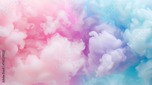 Soft pastel abstract background: Soft texture of pink, blue and lilac clouds or cotton candy