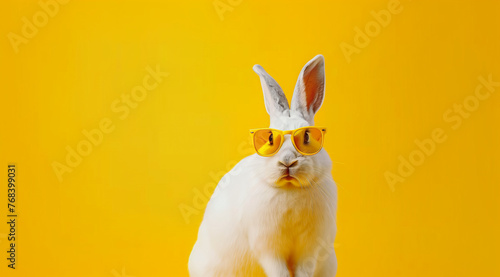 Adorable Bunny Wearing Sunglasses on Vibrant Background