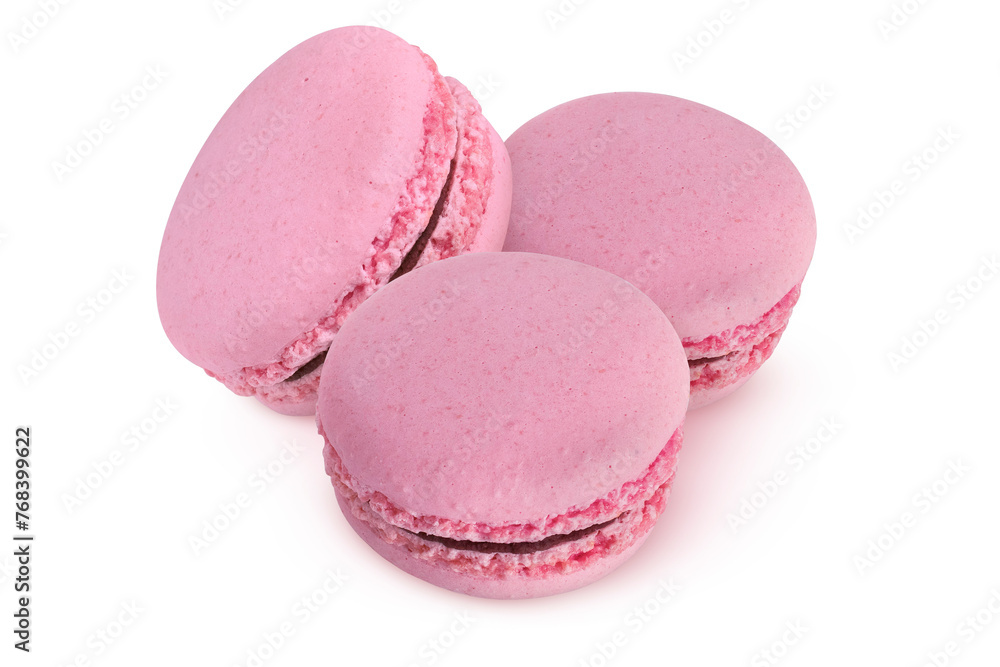 Pink macarons on isolated white background. Pink macarons on isolated white background.