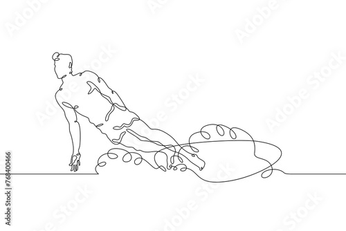 One continuous line. Surfer on the crest of a wave. A man rides a surfboard. Athlete surfer in the sea among the waves. One continuous line is drawn on a white background.