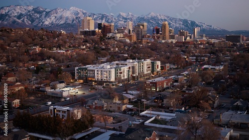 View of Salt Lake City Downtown at Dusk