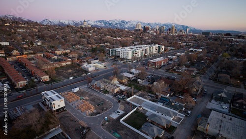 View of Salt Lake City with Utah Capitol at Dusk 