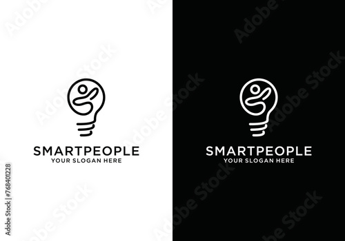 Human and bulb logo template smart idea icon vector logo design vector