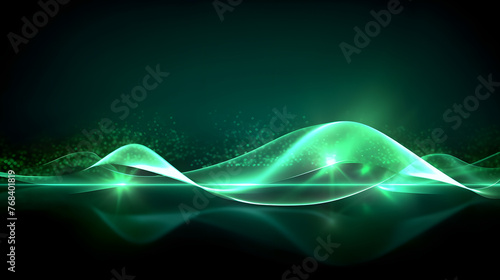 Digital technology green rhythm wavy line abstract graphic poster web page PPT background with generative