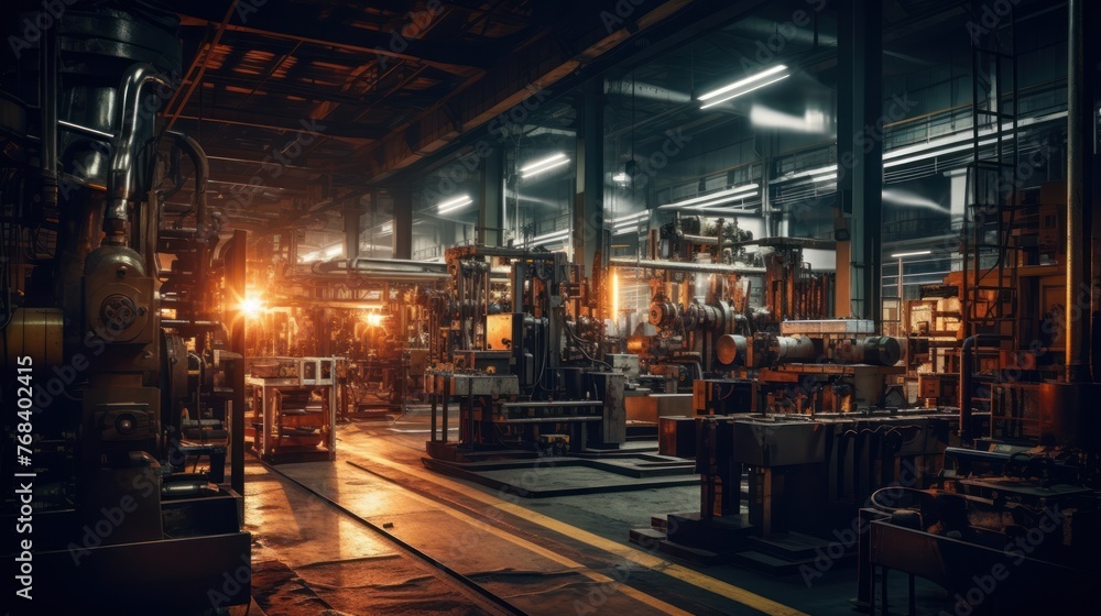 Industrial factory with cnc machines, AI generated