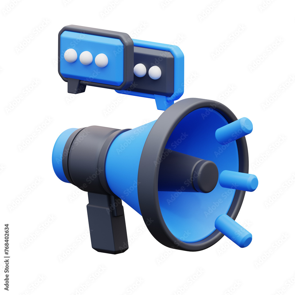3d illutration megaphone with chat bubble 3d illutration megaphone with chat bubble