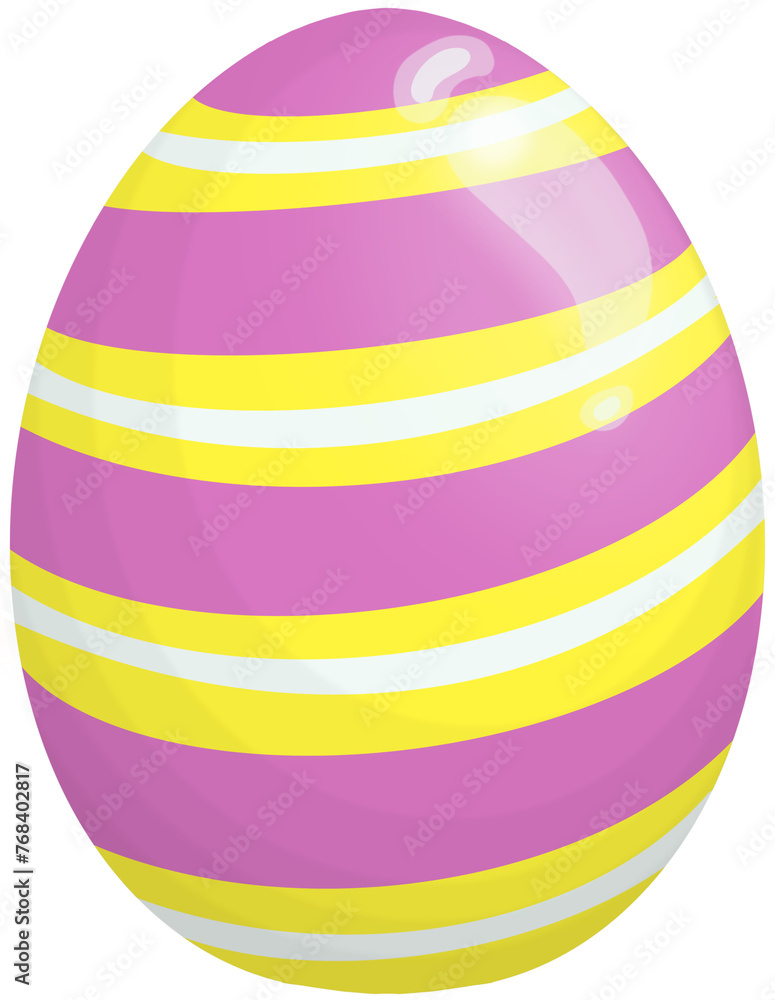 Easter colorful eggs. Vector illustration, Pink with white and yellow line