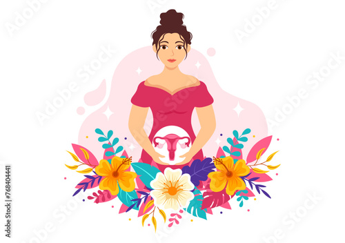 Endometriosis Vector Illustration with Condition the Endometrium Grows Outside the Uterine Wall in Women for Treatment in Flat Cartoon Background