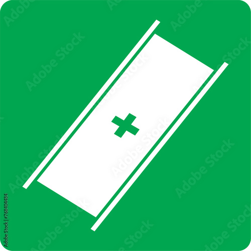 Emergency stretcher sign, first aid,green medical signal,symbol,icon, evacuation sign