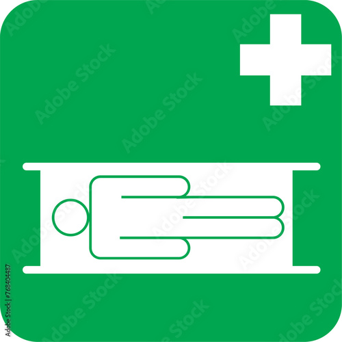 Emergency stretcher sign, first aid,green medical signal,symbol,icon, evacuation sign