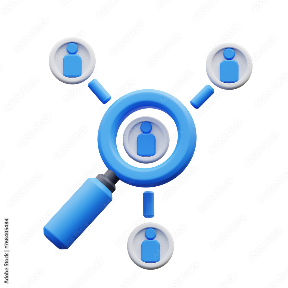 3d illustration magnifying glass and people analysis target market 3d illustration magnifying glass and people analysis target market